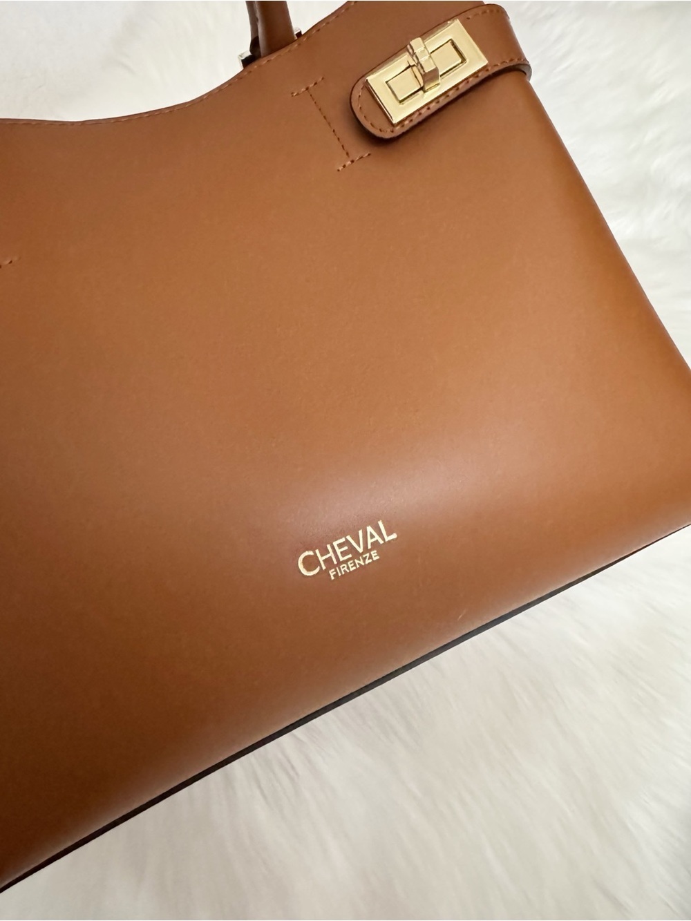 Cheval Firenze Italian Leather Top Handle Bag Brown Gold Hardware NWT - Picture 7 of 11